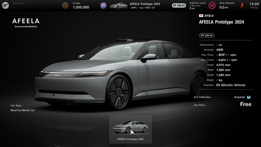 2.在“展厅”中选择AFEELA Prototype 2024，点击“送至车库”